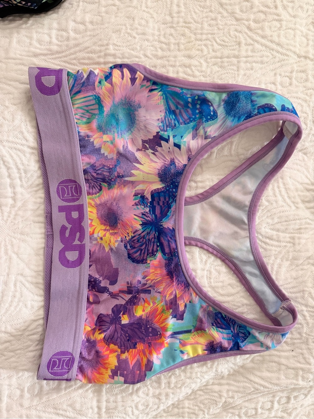 PSD Purple Floral & Butterfly Sports Bralette
